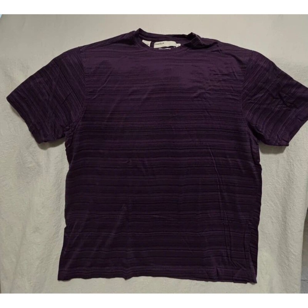Perry Ellis Purple Textured Mercerized Cotton Blend T-Shirt - Size L